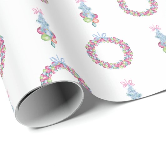 Waterverf kerstballen kransen cadeaupapier (Rol Hoek)