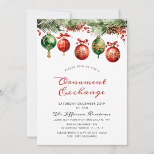 Waterverf kerstballen Ornament Exchange Kaart