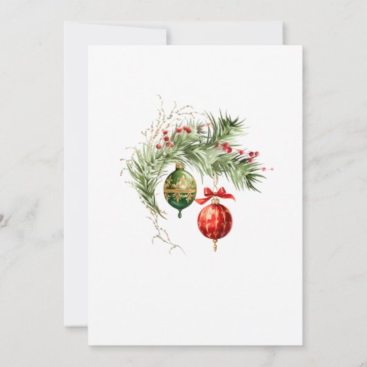 Waterverf kerstballen Ornament Exchange Kaart (Achterkant)