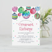 Waterverf kerstballen Ornament Exchange Kaart (Staand voorkant)