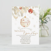 Waterverf kerstballen sprankelen open huis kaart (Staand voorkant)