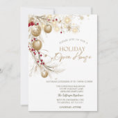 Waterverf kerstballen sprankelende takken kaart (Voorkant)