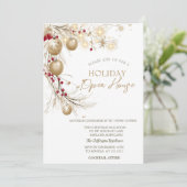 Waterverf kerstballen sprankelende takken kaart (Staand voorkant)