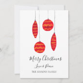 Waterverf Kerstballen Vrolijk en helder Feestdagenkaart (Voorkant)