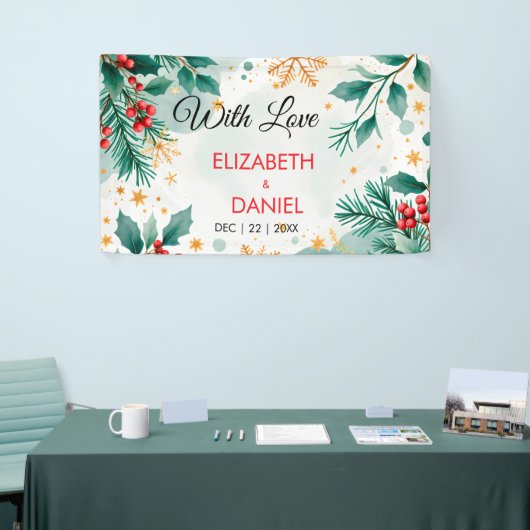 Waterverf kerstbanner met Holly Spandoek (Beurs)