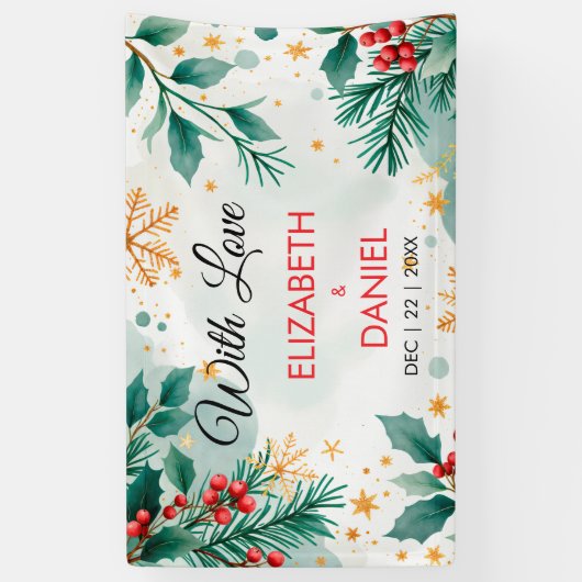 Waterverf kerstbanner met Holly Spandoek (Verticaal)