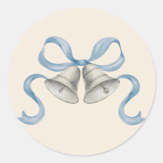 Waterverf kerstbellen & boog Sticker - blauw (Voorkant)