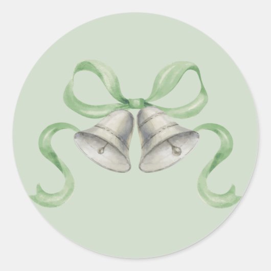 Waterverf Kerstbellen & Boog Sticker - Groen (Voorkant)
