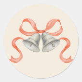 Waterverf kerstbellen & boog Sticker - rood (Voorkant)