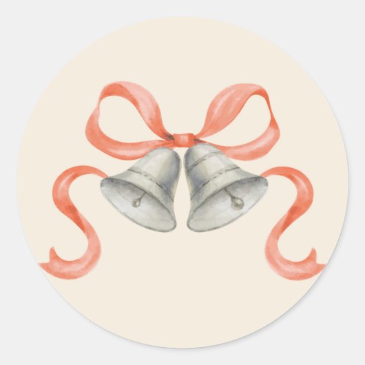 Waterverf kerstbellen & boog Sticker - rood (Voorkant)