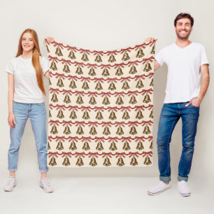 Waterverf Kerstbellen Met Rode Strikken Fleece Deken