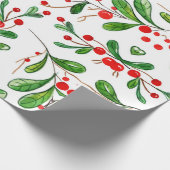 Waterverf Kerstbessen Bladerland Cadeaupapier (Hoek)