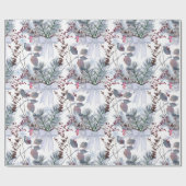 Waterverf kerstbessen en bijkantoren cadeaupapier (Vlak)