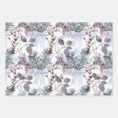 Waterverf kerstbessen en bijkantoren inpakpapier vel (Voorkant 3)