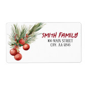 Waterverf kerstbessen etiket (Voorkant)