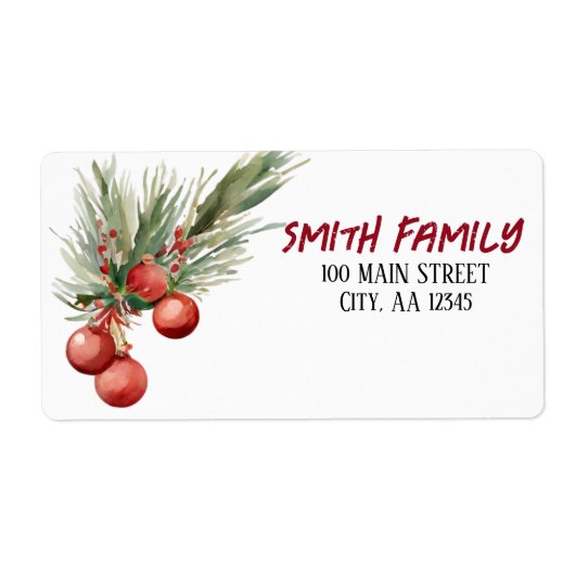 Waterverf kerstbessen etiket (Voorkant)
