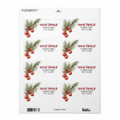 Waterverf kerstbessen etiket (Full Sheet)