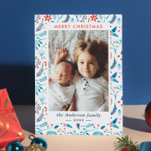 Waterverf kerstbessen Foto Lijst Flat