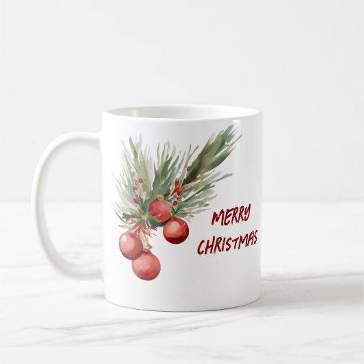 Waterverf kerstbessen koffiemok (Links)