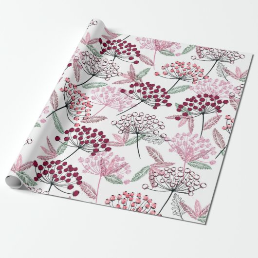 Waterverf kerstbessen - landkunst cadeaupapier (Uitgerold)