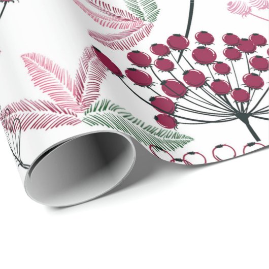 Waterverf kerstbessen - landkunst cadeaupapier (Rol Hoek)