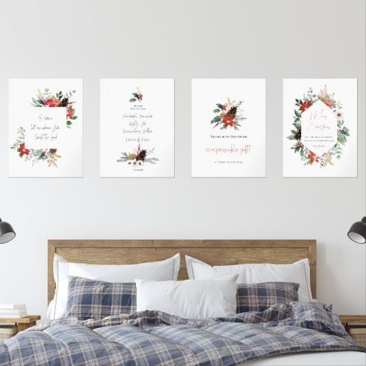Waterverf Kerstbijbelvers set van 4 (Slaapkamer)