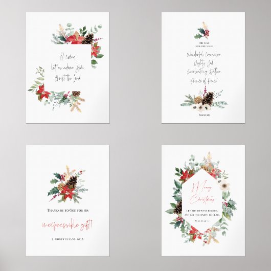 Waterverf Kerstbijbelvers set van 4 (Voorkant)