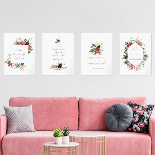 Waterverf Kerstbijbelvers set van 4 (Woonkamer)