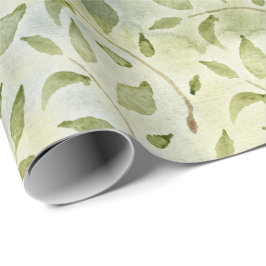 Waterverf kerstbladeren cadeaupapier