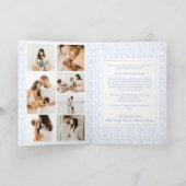 Waterverf Kerstblauw Chinoiserie Eén foto H Feestdagen Kaart (Binnen)