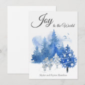 Waterverf kerstblauw elegante zingmuis (Voorkant / Achterkant)