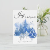 Waterverf kerstblauw elegante zingmuis (Staand voorkant)