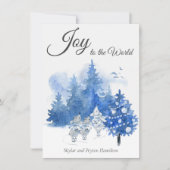 Waterverf kerstblauw elegante zingmuis (Voorkant)