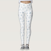 Waterverf kerstblauw Snowflake Leggings (Voorkant)