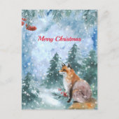 Waterverf kerstblauw vlies landschap feestdagenkaart (Voorkant)