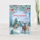 Waterverf kerstblauw wild feestdagen kaart (Voorkant)