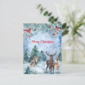 Waterverf kerstblauw wild feestdagenkaart (Staand voorkant)