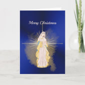 Waterverf kerstblauwe nativiteit feestdagen kaart (Voorkant)