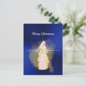 Waterverf kerstblauwe nativiteit feestdagenkaart (Staand voorkant)