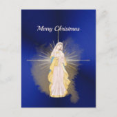 Waterverf kerstblauwe nativiteit feestdagenkaart (Voorkant)