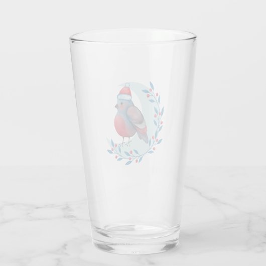 Waterverf kerstblauwe vogel op maan glas (Achterkant)