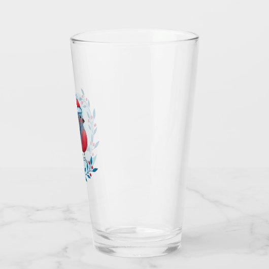 Waterverf kerstblauwe vogel op maan glas (Links)