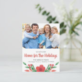 Waterverf Kerstbloem Foto Nieuw Adres Feestdagenkaart (Staand voorkant)