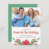 Waterverf Kerstbloem Foto Nieuw Adres Feestdagenkaart (Voorkant / Achterkant)