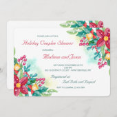 Waterverf Kerstbloemen Douche Uitnodiging (Voorkant / Achterkant)