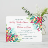 Waterverf Kerstbloemen Douche Uitnodiging (Staand voorkant)