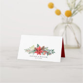 Waterverf kerstbloemen en pine Cones Garland Plaatskaartje (Achterkant)