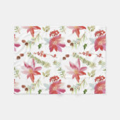 Waterverf Kerstbloemen Fleece Deken (Voorkant (Horizontaal))