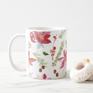 Waterverf Kerstbloemen Koffiemok