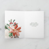 Waterverf kerstbloemen met uw foto feestdagen kaart (Binnen)